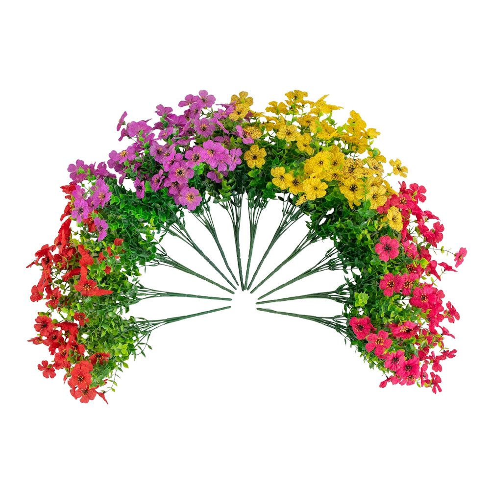 13in. UV Resistant Artificial Daisy Bush (Indoor/Outdoor) - Set of 12. Picture 1