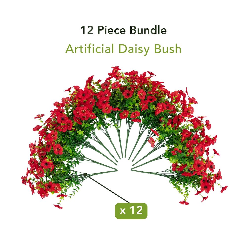13in. UV Resistant Artificial Daisy Bush (Indoor/Outdoor) - Set of 12. Picture 11