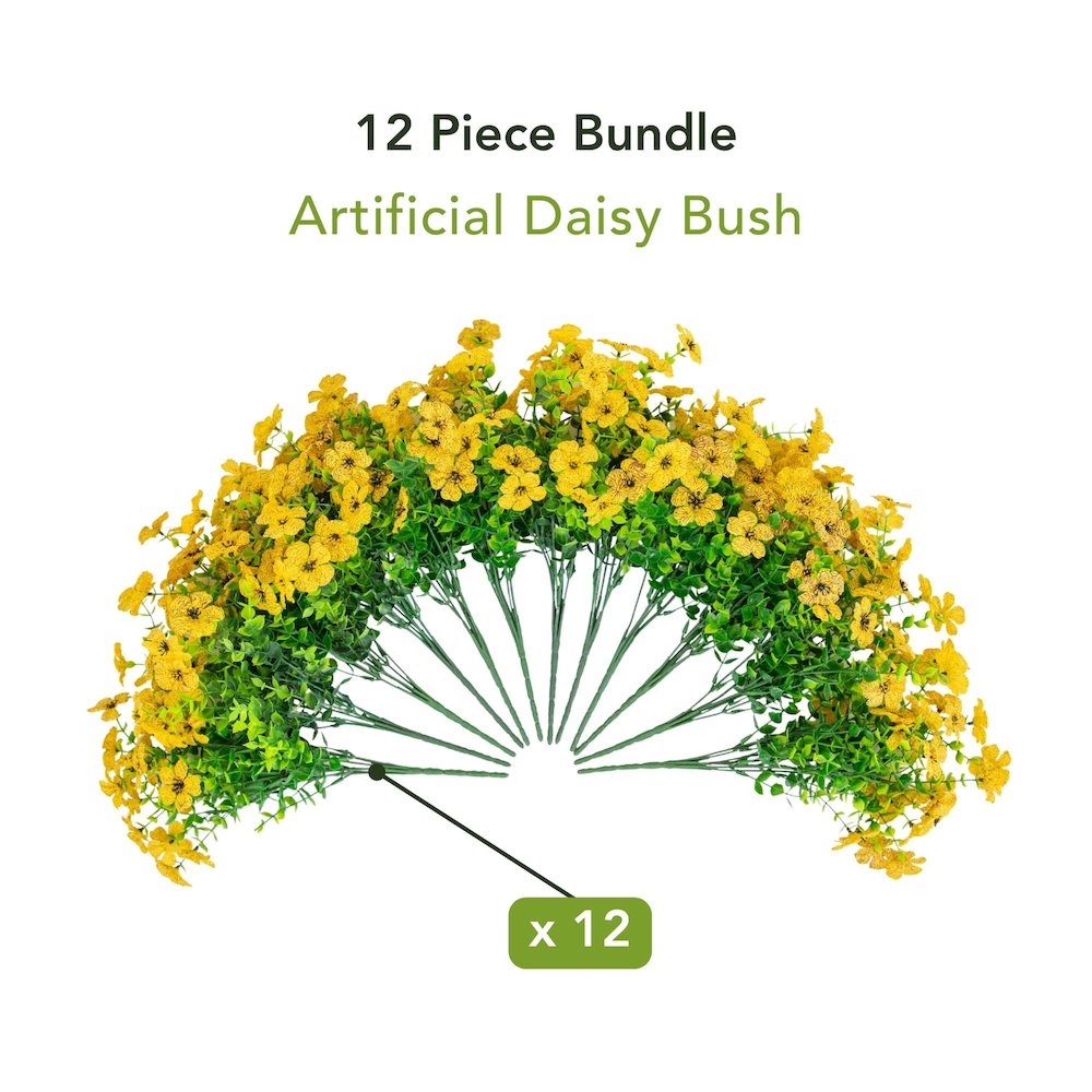 13in. UV Resistant Artificial Daisy Bush (Indoor/Outdoor) - Set of 12. Picture 8
