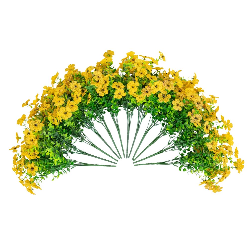 13in. UV Resistant Artificial Daisy Bush (Indoor/Outdoor) - Set of 12. Picture 1