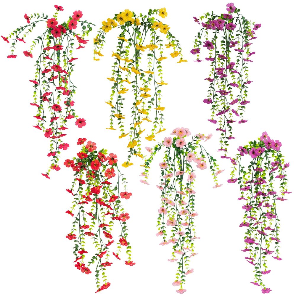 30in. UV Resistant Artificial Daisy Hanging Plant (Indoor/Outdoor) - Set of 6. Picture 1