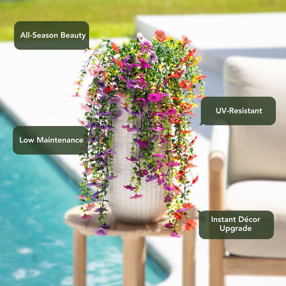 30in. UV Resistant Artificial Daisy Hanging Plant (Indoor/Outdoor) - Set of 6. Picture 10