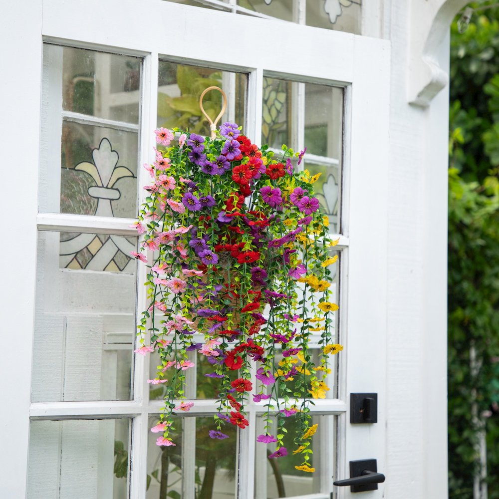30in. UV Resistant Artificial Daisy Hanging Plant (Indoor/Outdoor) - Set of 6. Picture 8