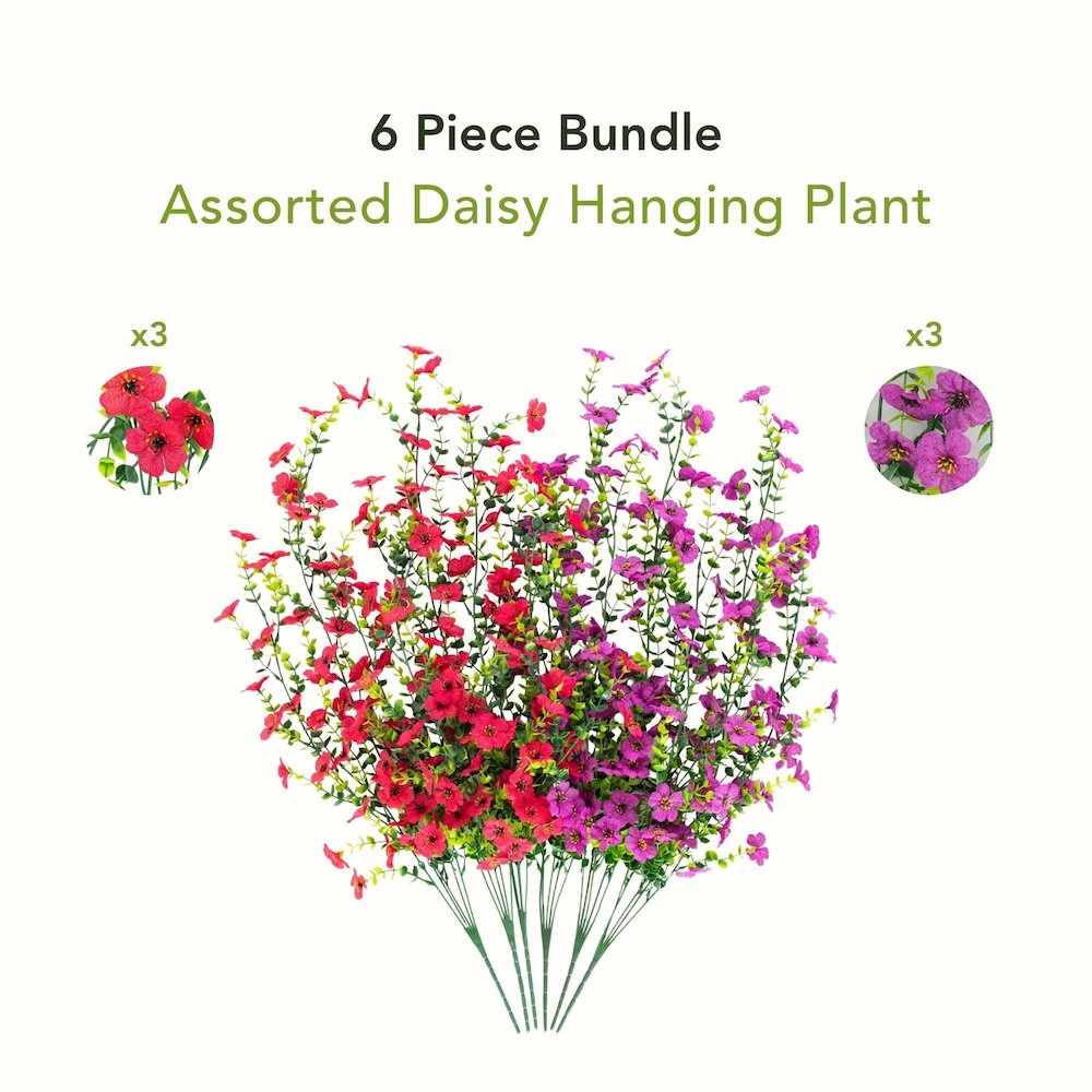 30in. UV Resistant Artificial Daisy Hanging Plant (Indoor/Outdoor) - Set of 6. Picture 9