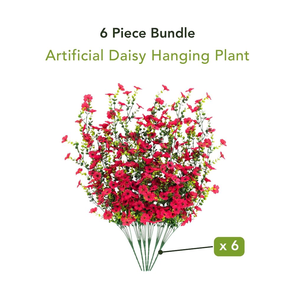 30in. UV Resistant Artificial Daisy Hanging Plant (Indoor/Outdoor) - Set of 6. Picture 7
