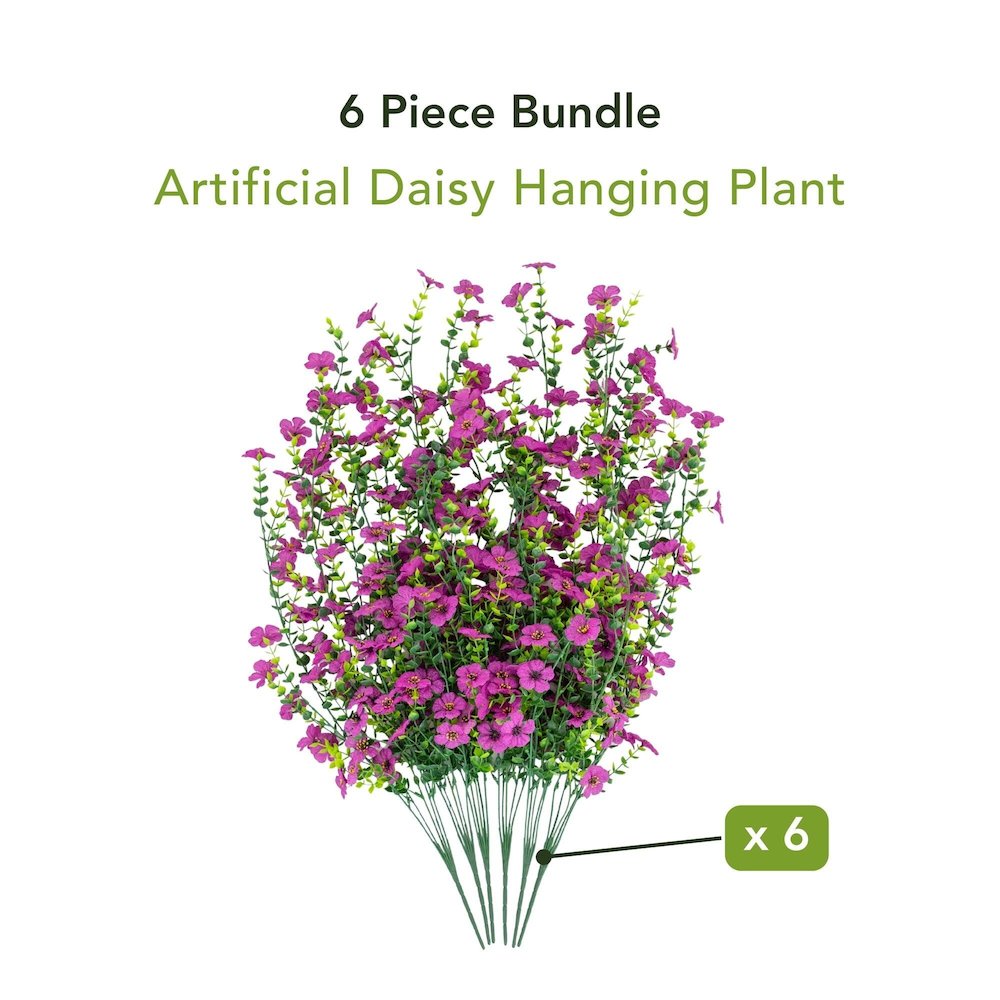 30in. UV Resistant Artificial Daisy Hanging Plant (Indoor/Outdoor) - Set of 6. Picture 9