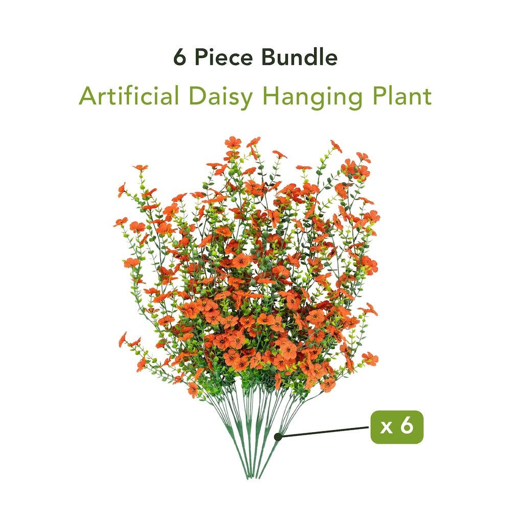 30in. UV Resistant Artificial Daisy Hanging Plant (Indoor/Outdoor) - Set of 6. Picture 9