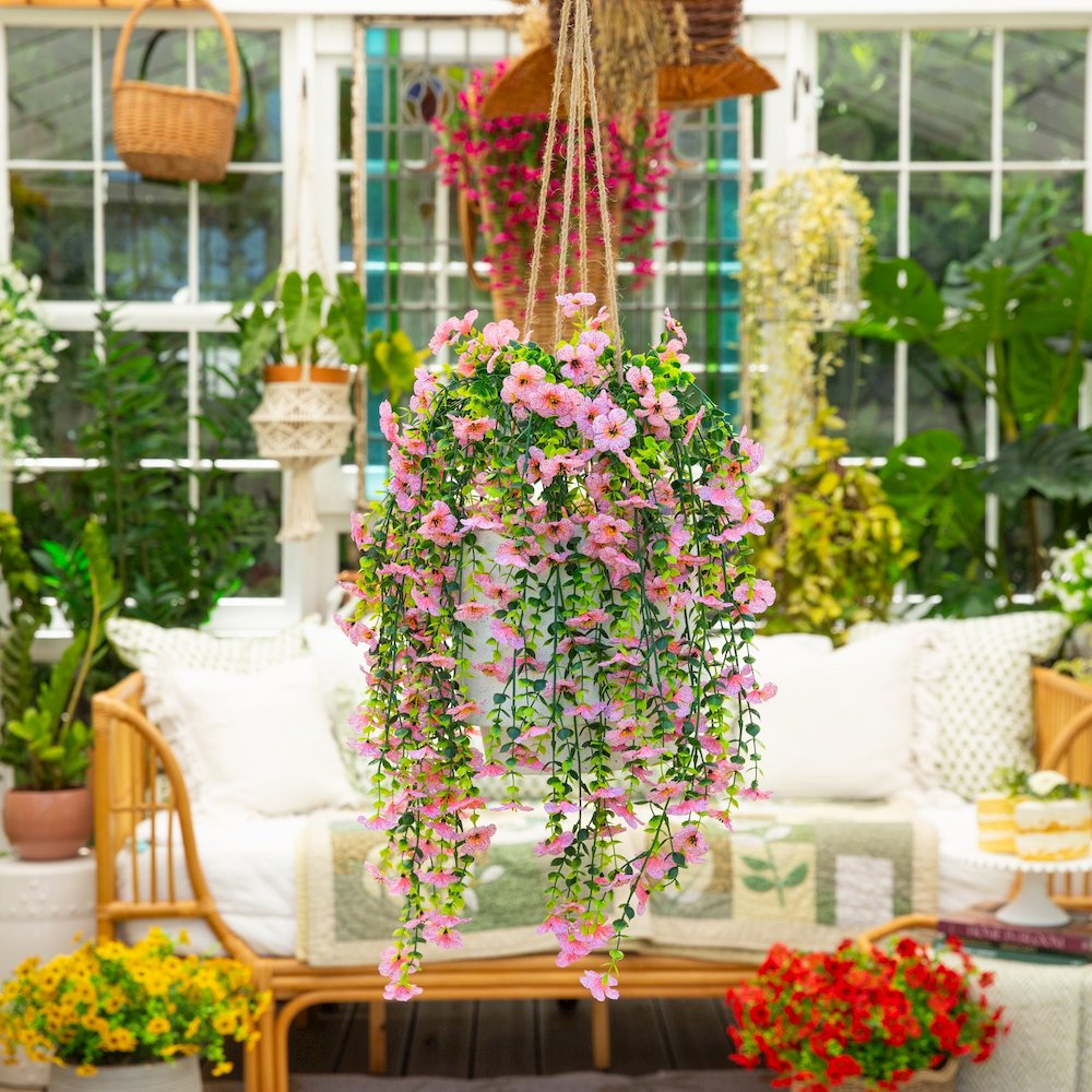 30in. UV Resistant Artificial Daisy Hanging Plant (Indoor/Outdoor) - Set of 6. Picture 6