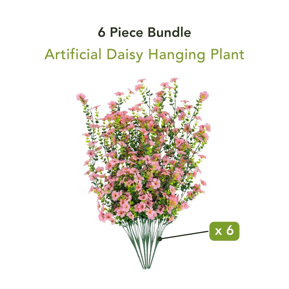 30in. UV Resistant Artificial Daisy Hanging Plant (Indoor/Outdoor) - Set of 6. Picture 9