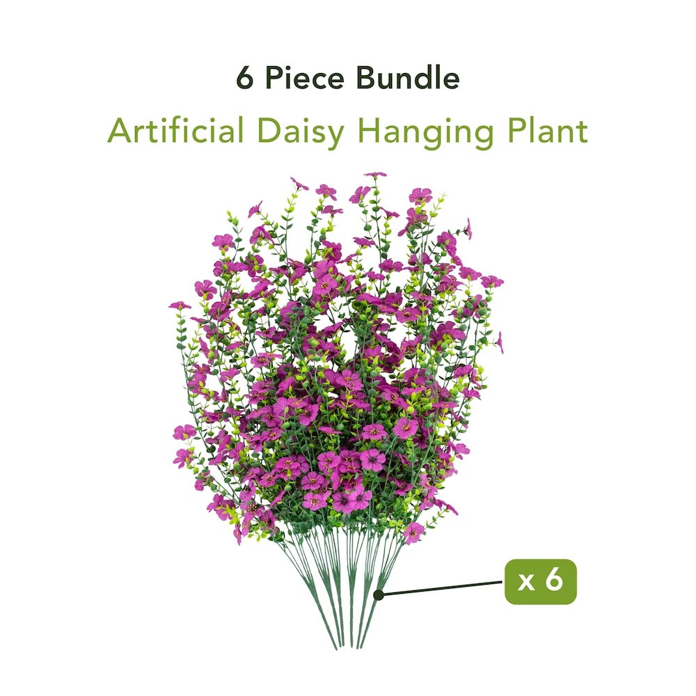 30in. UV Resistant Artificial Daisy Hanging Plant (Indoor/Outdoor) - Set of 6. Picture 9