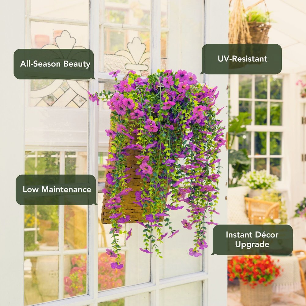 30in. UV Resistant Artificial Daisy Hanging Plant (Indoor/Outdoor) - Set of 6. Picture 10