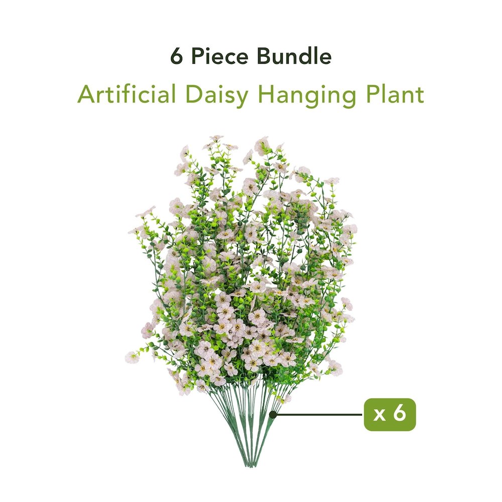 30in. UV Resistant Artificial Daisy Hanging Plant (Indoor/Outdoor) - Set of 6. Picture 8