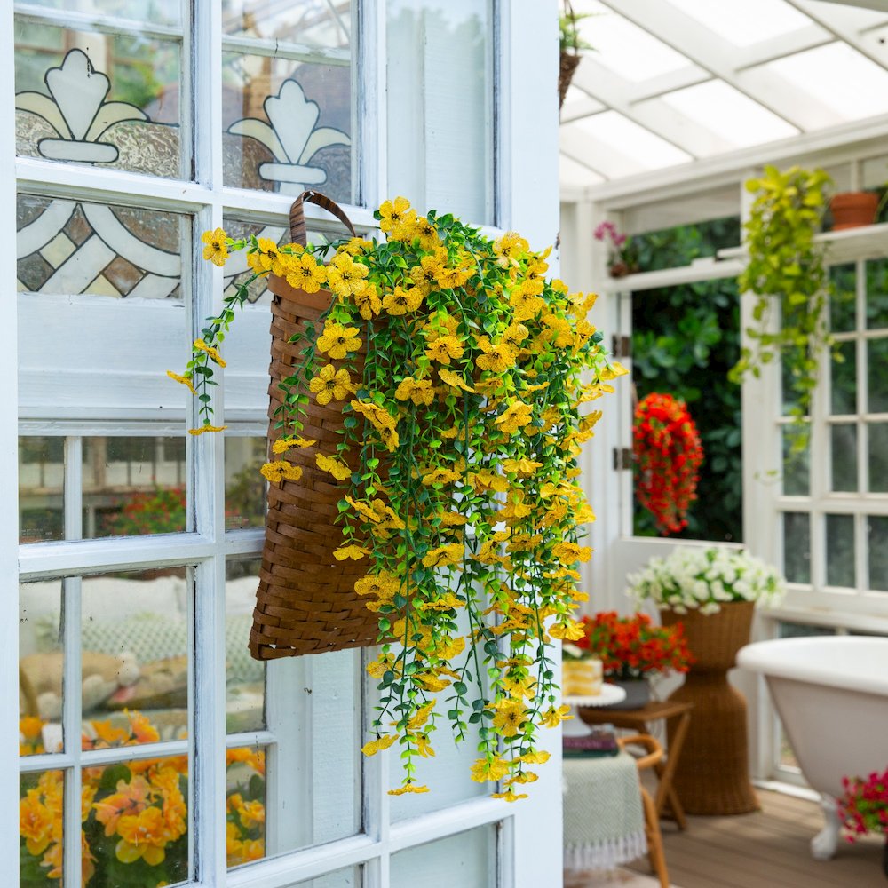 30in. UV Resistant Artificial Daisy Hanging Plant (Indoor/Outdoor) - Set of 6. Picture 8