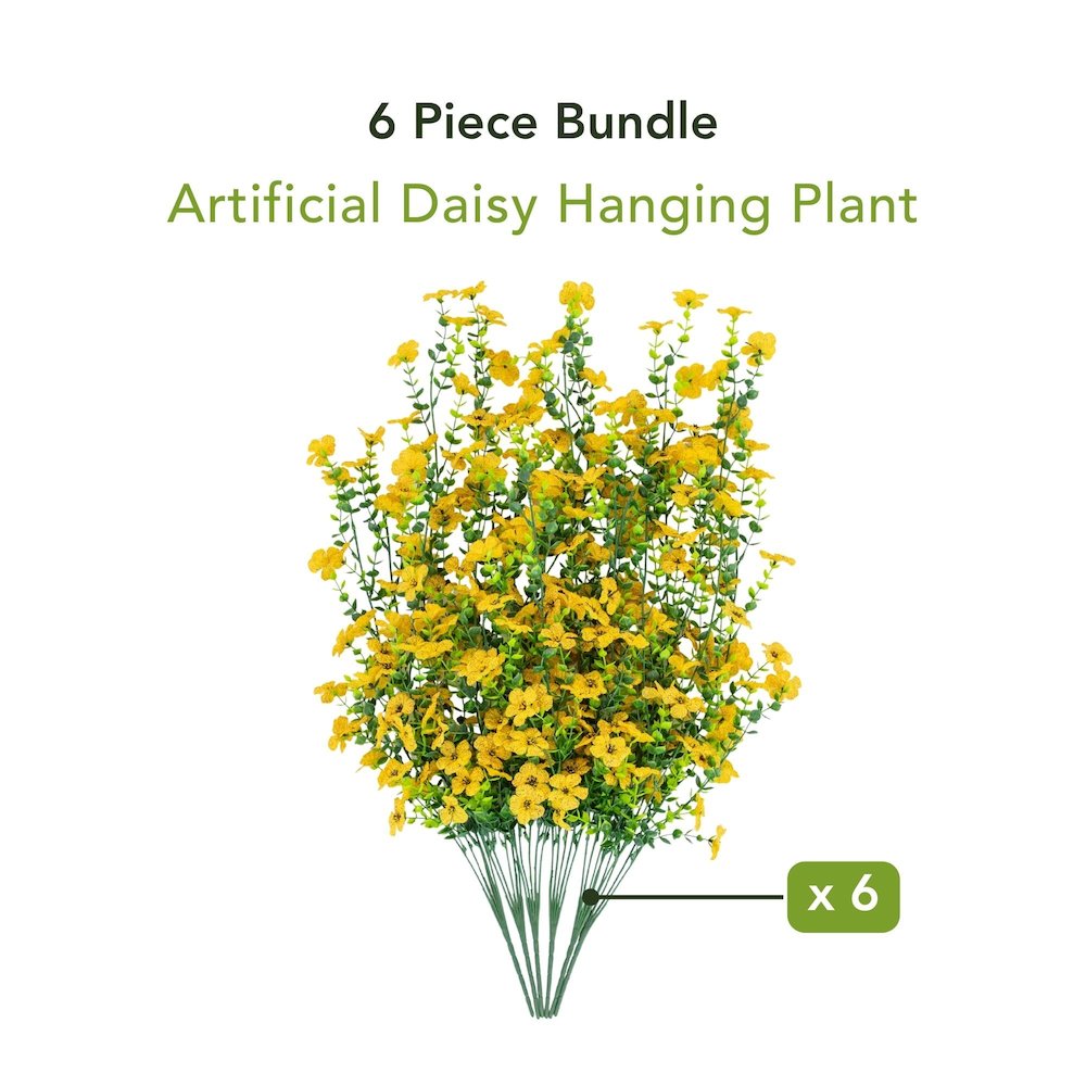 30in. UV Resistant Artificial Daisy Hanging Plant (Indoor/Outdoor) - Set of 6. Picture 9