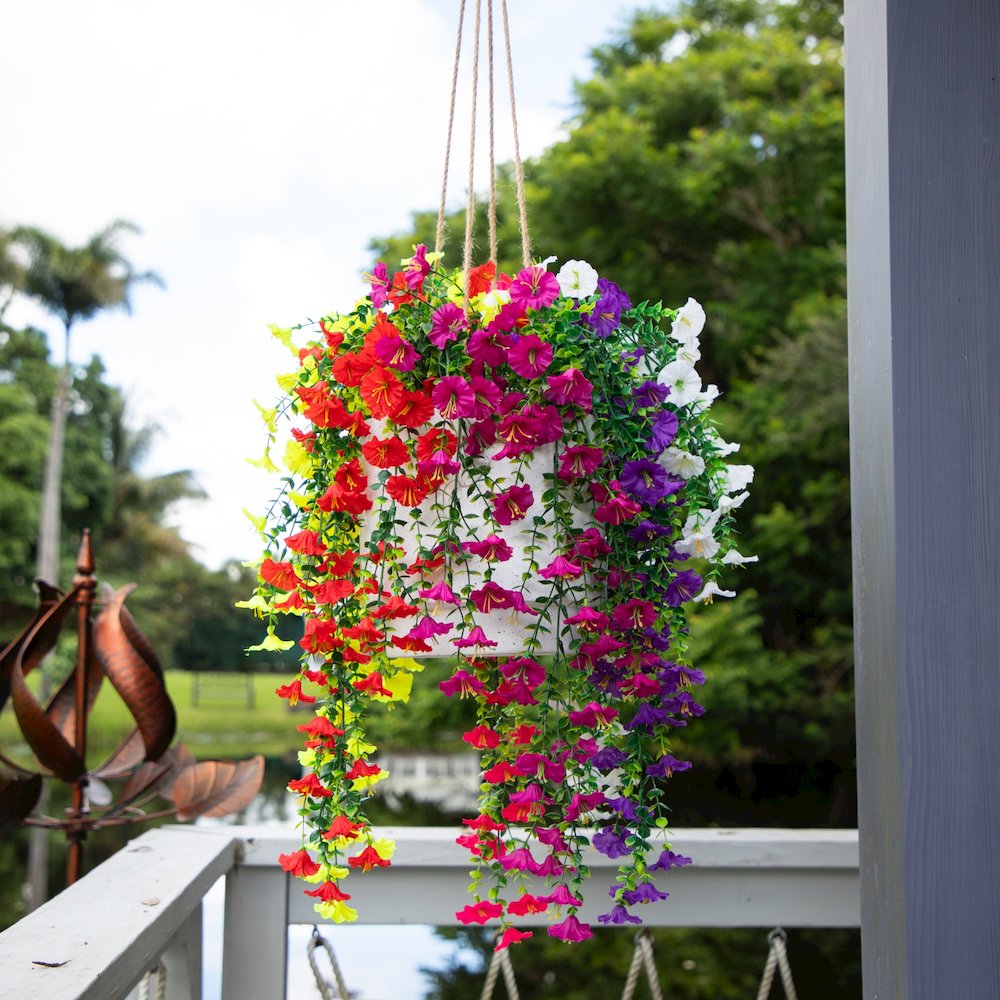 30in. UV Resistant Morning Glory Hanging Plant (Indoor/Outdoor) - Set of 6. Picture 7
