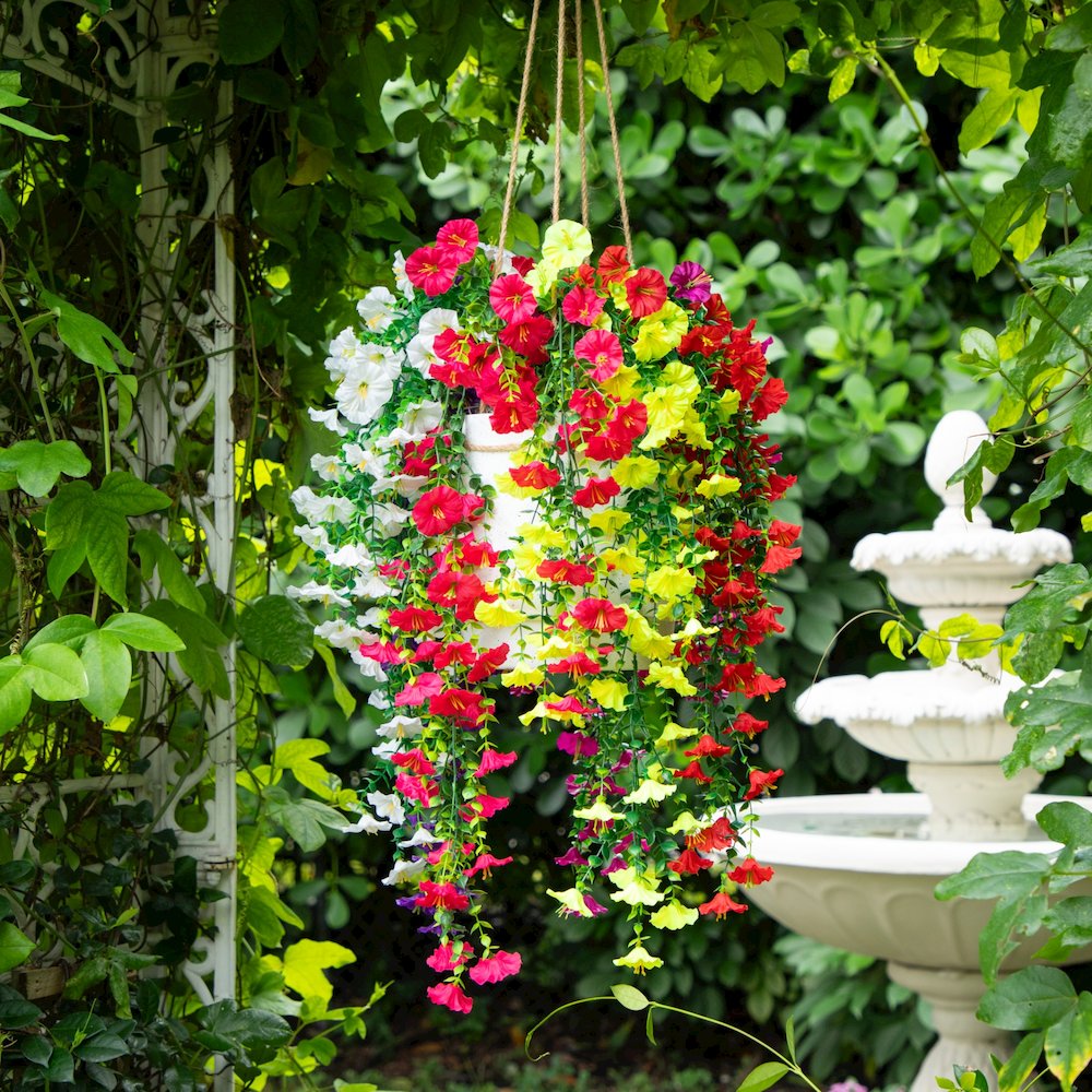 30in. UV Resistant Morning Glory Hanging Plant (Indoor/Outdoor) - Set of 6. Picture 8