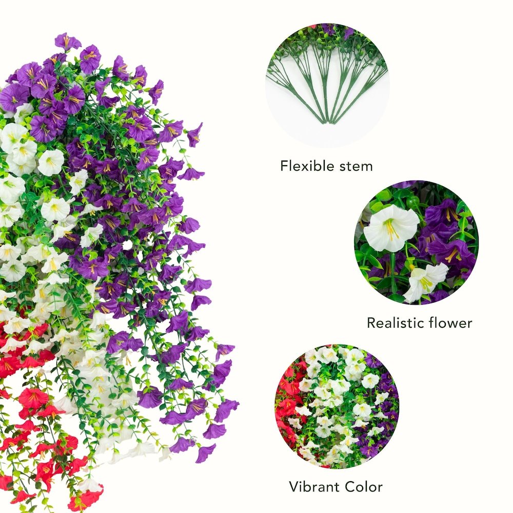30in. UV Resistant Morning Glory Hanging Plant (Indoor/Outdoor) - Set of 6. Picture 8