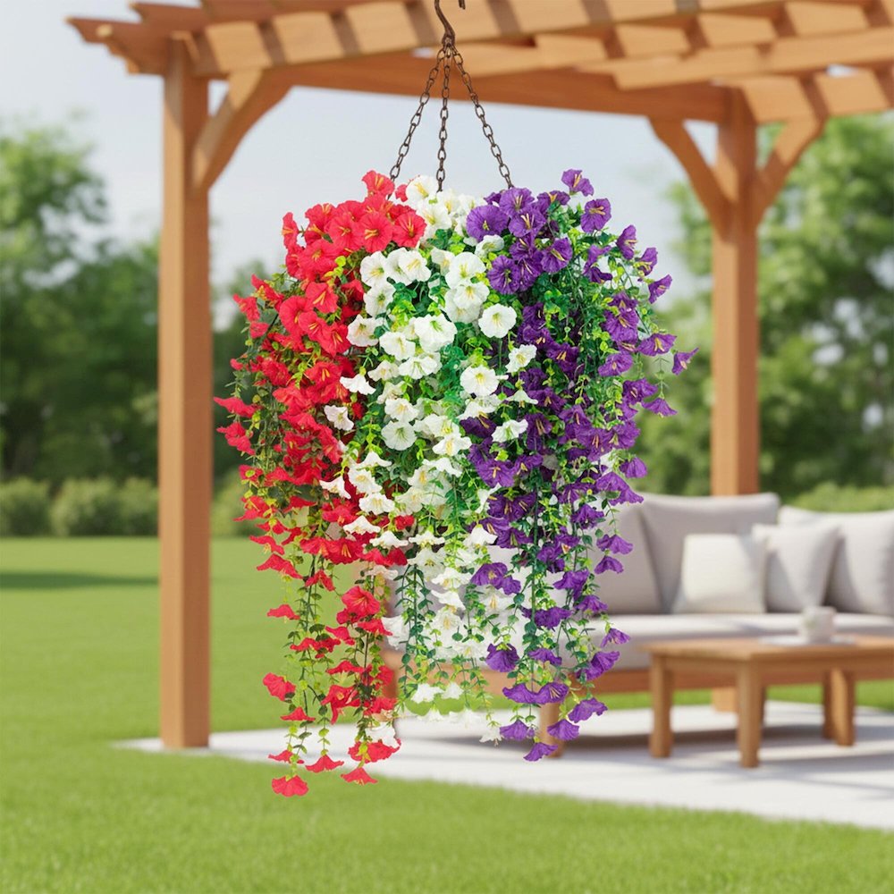 30in. UV Resistant Morning Glory Hanging Plant (Indoor/Outdoor) - Set of 6. Picture 6