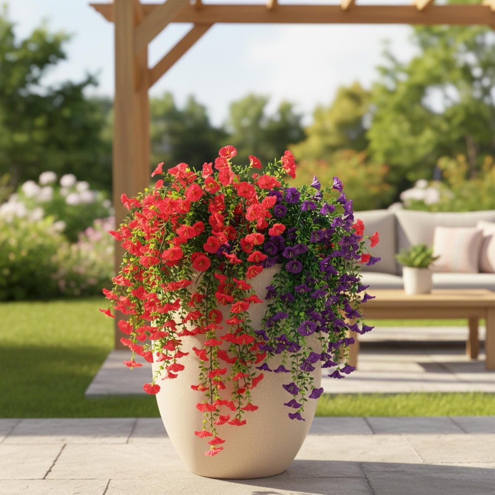 30in. UV Resistant Morning Glory Hanging Plant (Indoor/Outdoor) - Set of 6. Picture 6