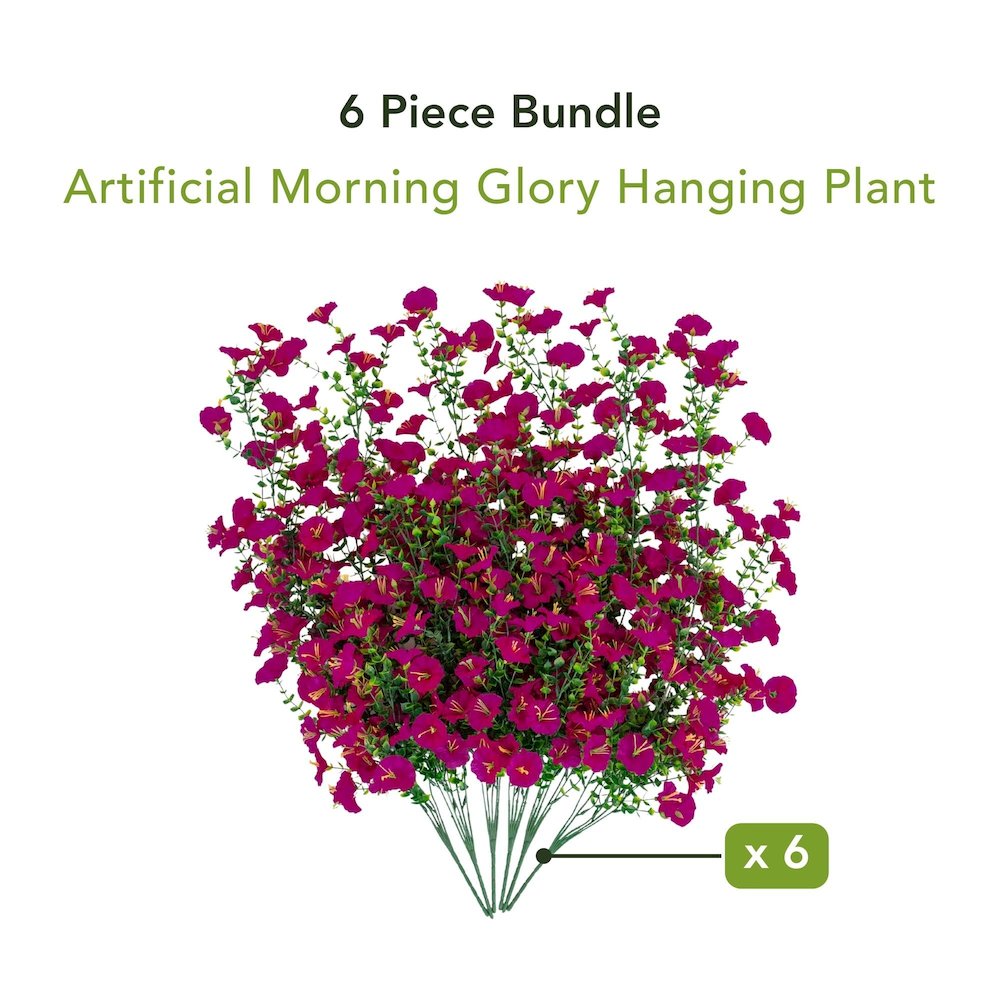30in. UV Resistant Morning Glory Hanging Plant (Indoor/Outdoor) - Set of 6. Picture 8
