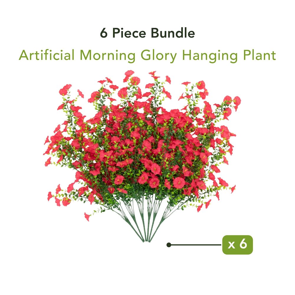 30in. UV Resistant Morning Glory Hanging Plant (Indoor/Outdoor) - Set of 6. Picture 7