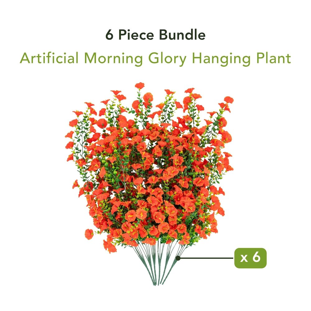 30in. UV Resistant Morning Glory Hanging Plant (Indoor/Outdoor) - Set of 6. Picture 11