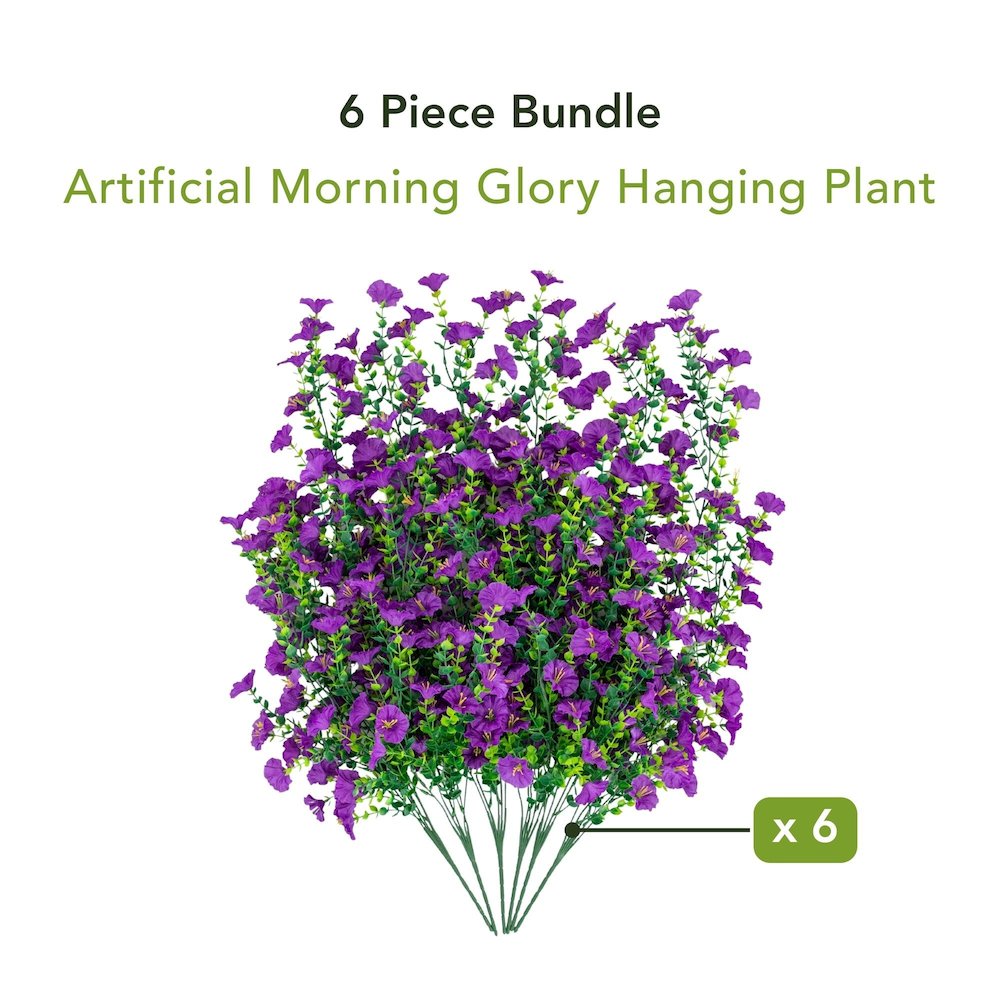30in. UV Resistant Morning Glory Hanging Plant (Indoor/Outdoor) - Set of 6. Picture 10
