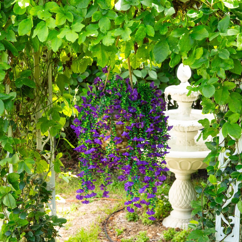 30in. UV Resistant Morning Glory Hanging Plant (Indoor/Outdoor) - Set of 6. Picture 6