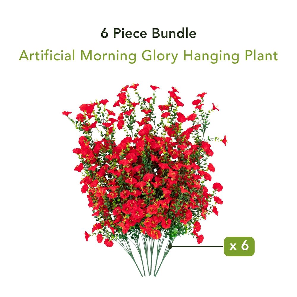 30in. UV Resistant Morning Glory Hanging Plant (Indoor/Outdoor) - Set of 6. Picture 9