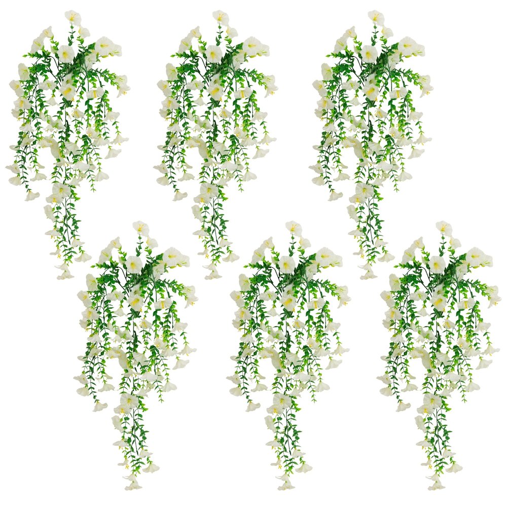 30in. UV Resistant Morning Glory Hanging Plant (Indoor/Outdoor) - Set of 6. Picture 1