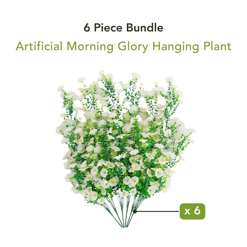 30in. UV Resistant Morning Glory Hanging Plant (Indoor/Outdoor) - Set of 6. Picture 10