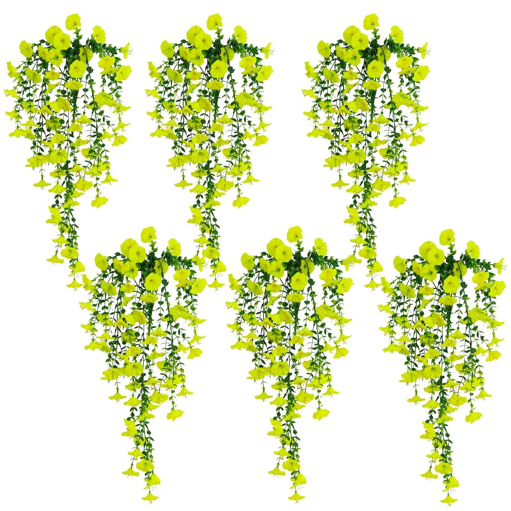 30in. UV Resistant Morning Glory Hanging Plant (Indoor/Outdoor) - Set of 6. Picture 1
