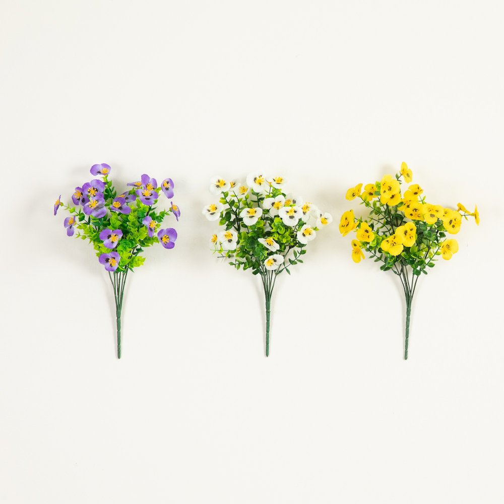 13in. UV Resistant Artificial Pansy Bush (Indoor/Outdoor) - Set of 12. Picture 3