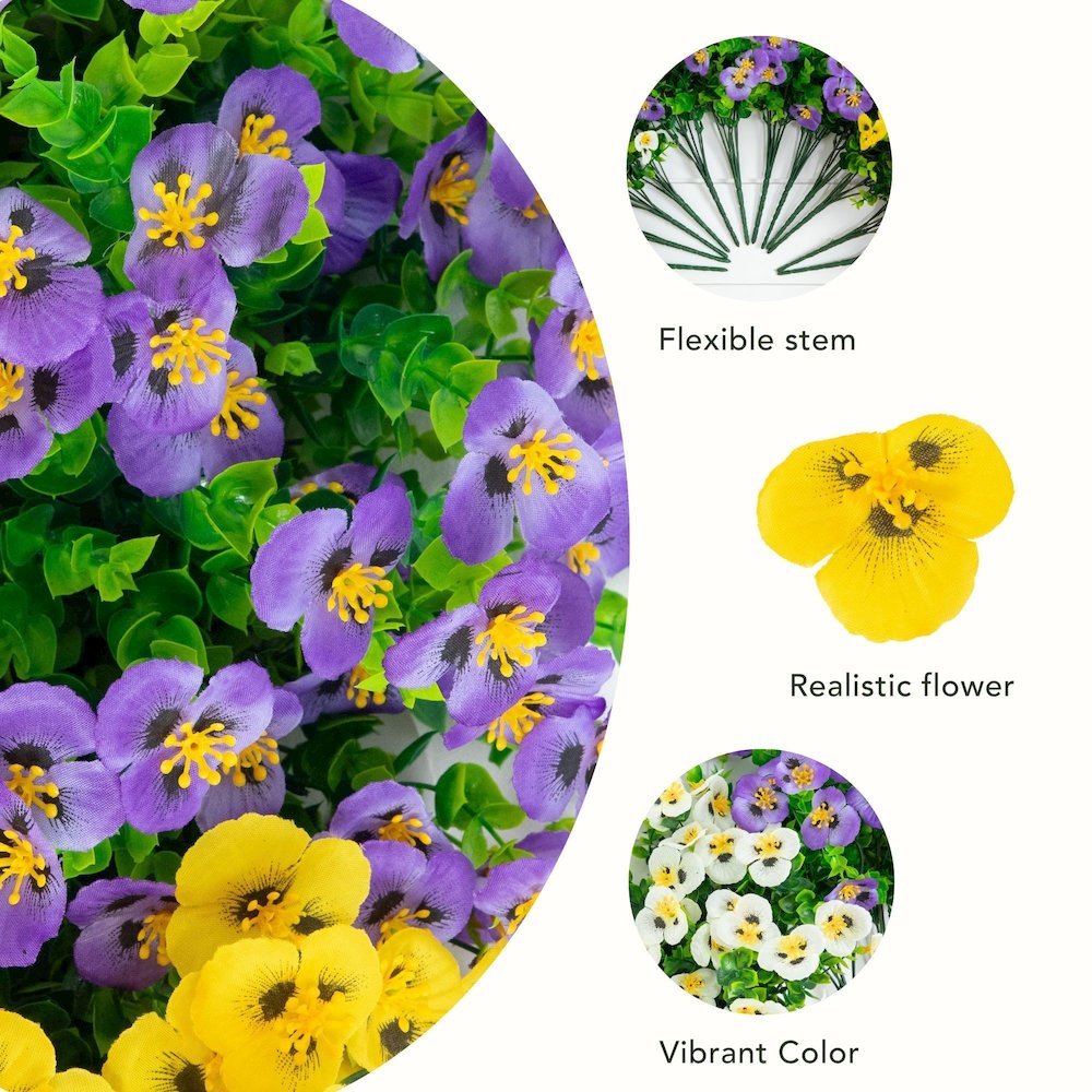 13in. UV Resistant Artificial Pansy Bush (Indoor/Outdoor) - Set of 12. Picture 10