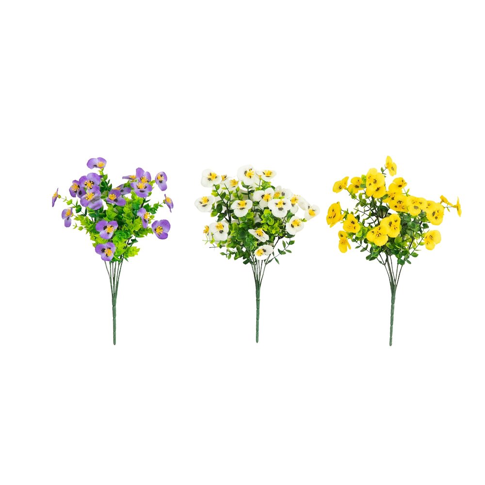 13in. UV Resistant Artificial Pansy Bush (Indoor/Outdoor) - Set of 12. Picture 5