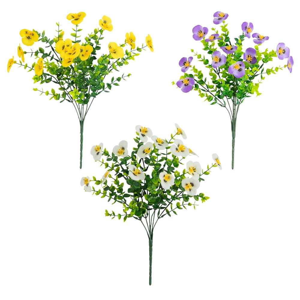 13in. UV Resistant Artificial Pansy Bush (Indoor/Outdoor) - Set of 12. Picture 4