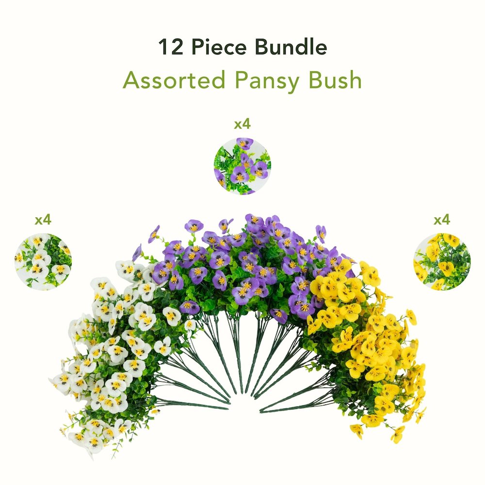 13in. UV Resistant Artificial Pansy Bush (Indoor/Outdoor) - Set of 12. Picture 9