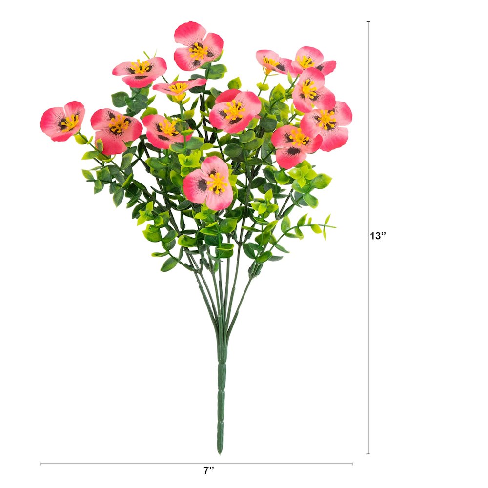 13in. UV Resistant Artificial Pansy Bush (Indoor/Outdoor) - Set of 12. Picture 2
