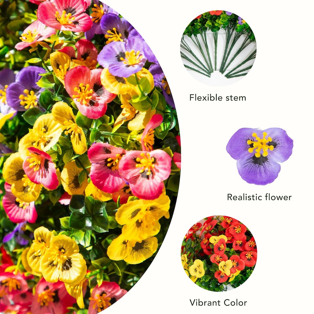 13in. UV Resistant Artificial Pansy Bush (Indoor/Outdoor) - Set of 12. Picture 9