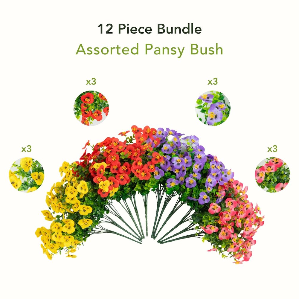 13in. UV Resistant Artificial Pansy Bush (Indoor/Outdoor) - Set of 12. Picture 10