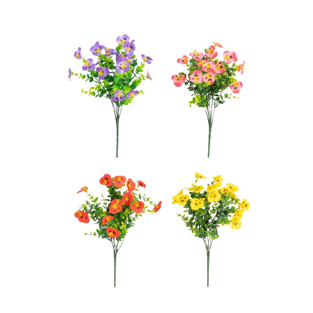 13in. UV Resistant Artificial Pansy Bush (Indoor/Outdoor) - Set of 12. Picture 6