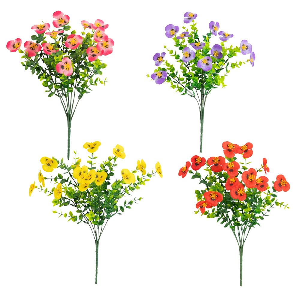 13in. UV Resistant Artificial Pansy Bush (Indoor/Outdoor) - Set of 12. Picture 5