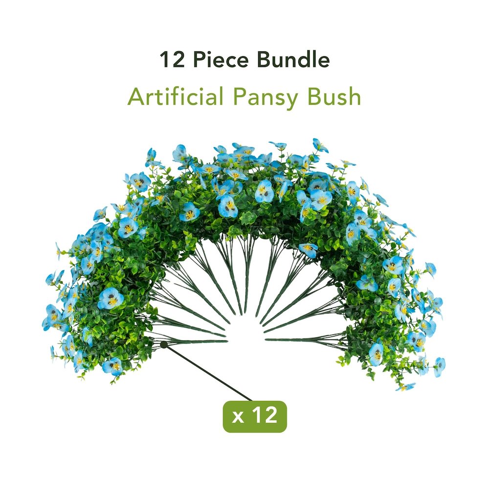 13in. UV Resistant Artificial Pansy Bush (Indoor/Outdoor) - Set of 12. Picture 9
