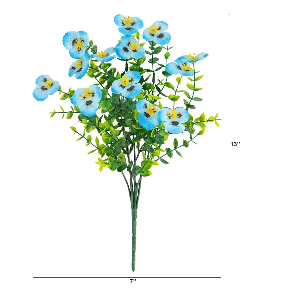 13in. UV Resistant Artificial Pansy Bush (Indoor/Outdoor) - Set of 12. Picture 2