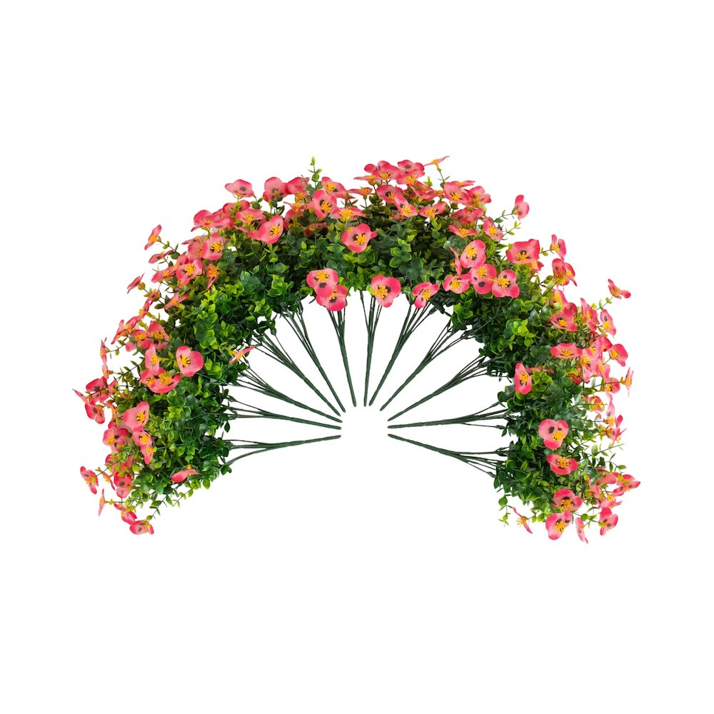 13in. UV Resistant Artificial Pansy Bush (Indoor/Outdoor) - Set of 12. Picture 1