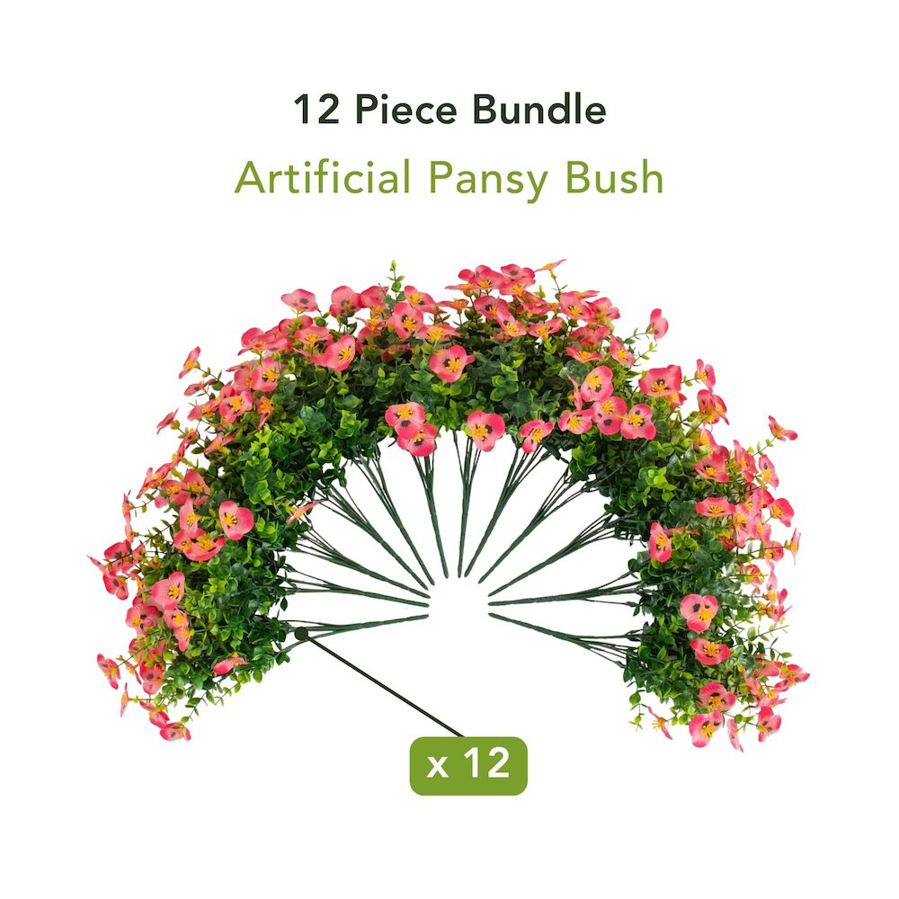 13in. UV Resistant Artificial Pansy Bush (Indoor/Outdoor) - Set of 12. Picture 9
