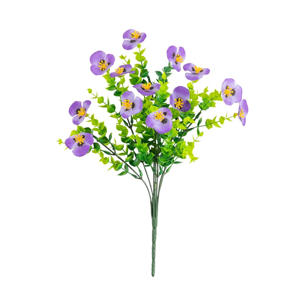 13in. UV Resistant Artificial Pansy Bush (Indoor/Outdoor) - Set of 12. Picture 5