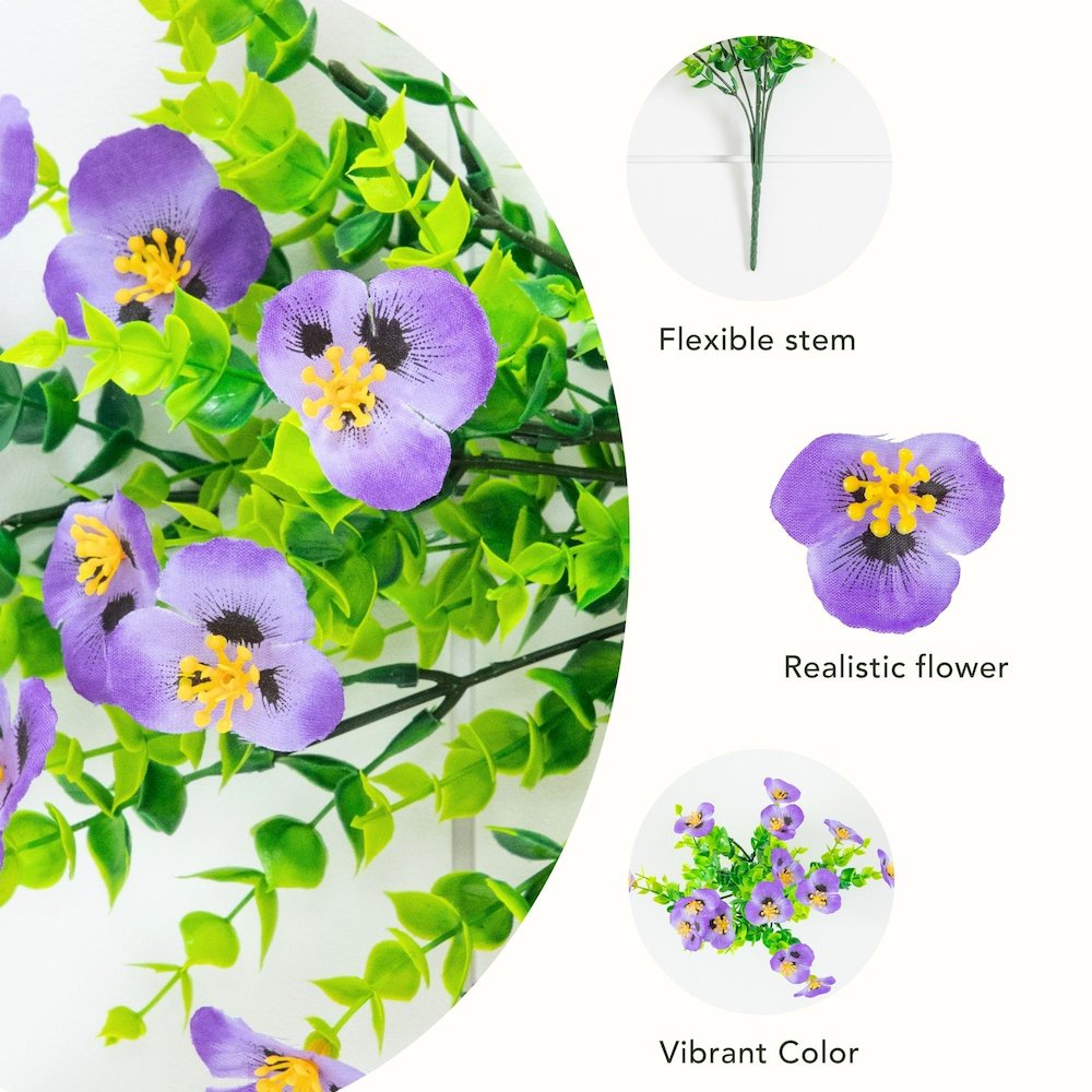 13in. UV Resistant Artificial Pansy Bush (Indoor/Outdoor) - Set of 12. Picture 9