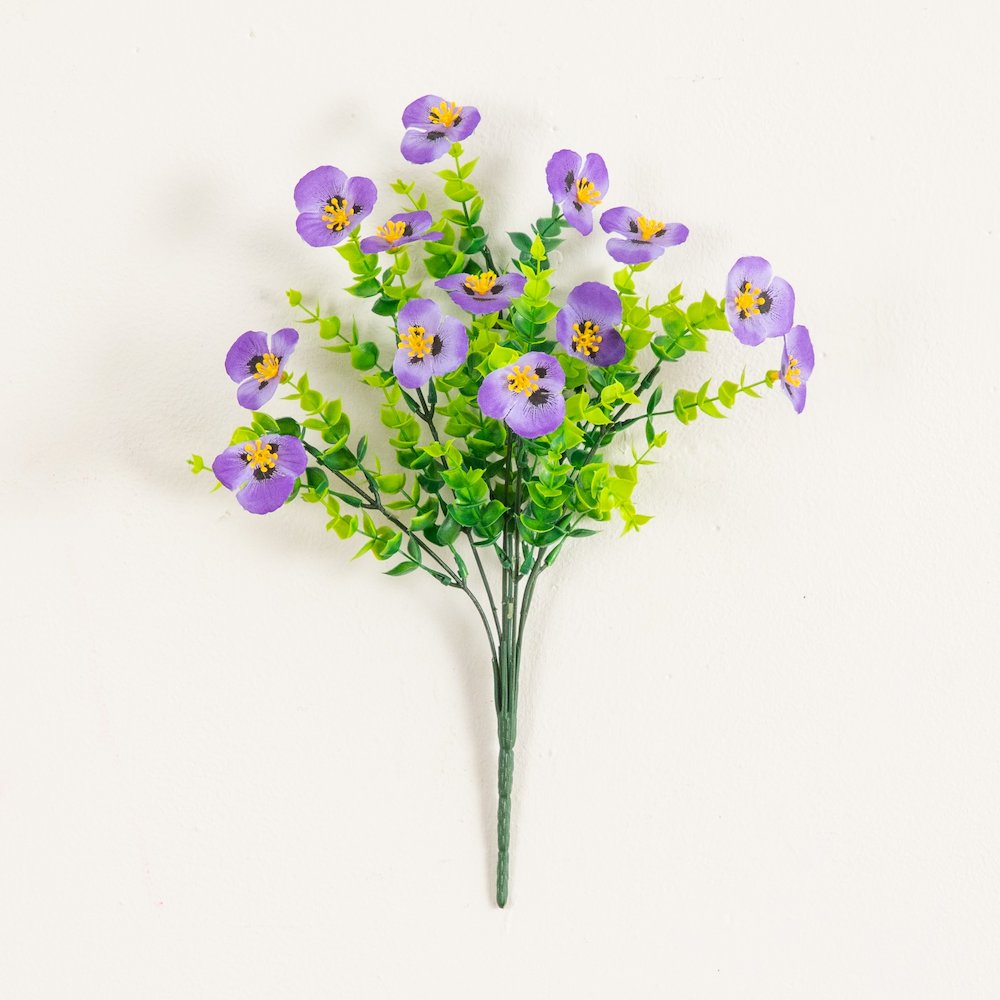 13in. UV Resistant Artificial Pansy Bush (Indoor/Outdoor) - Set of 12. Picture 3