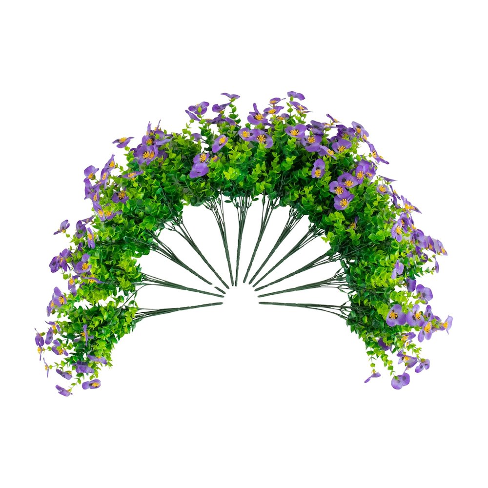 13in. UV Resistant Artificial Pansy Bush (Indoor/Outdoor) - Set of 12. Picture 1